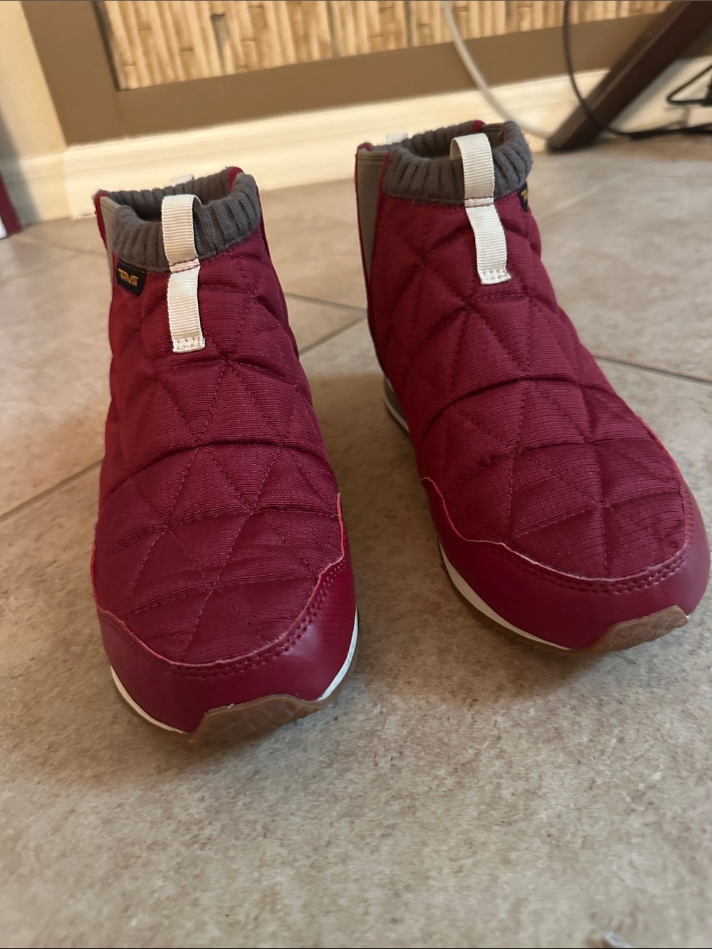 Teva Quilted Slip-On Ankle Shoes in Burgundy and Gray